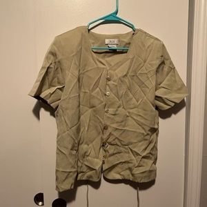 Sage button up with shoulder pads